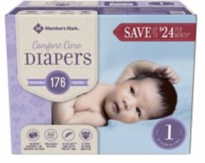 A NEW BOX OF 176 diapers Size #1 $20