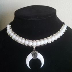 Gangsterla Cresent Moon chain and beaded necklace