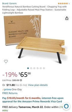  Vendiferous Natural Bamboo Cutting Board - Chopping Tray with  Folding Legs - Adjustable Raised Meal Prep Station - Sustainable Lightweight  Bamboo: Home & Kitchen