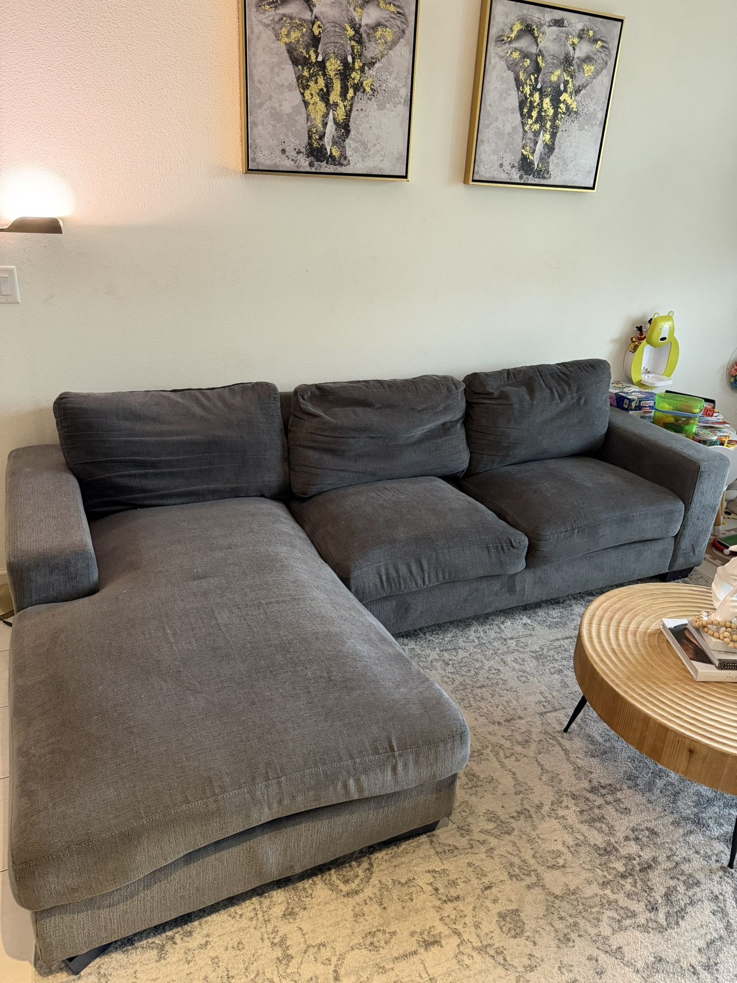 Sectional Sofa -Right Arm Chaise With Coffee Tables