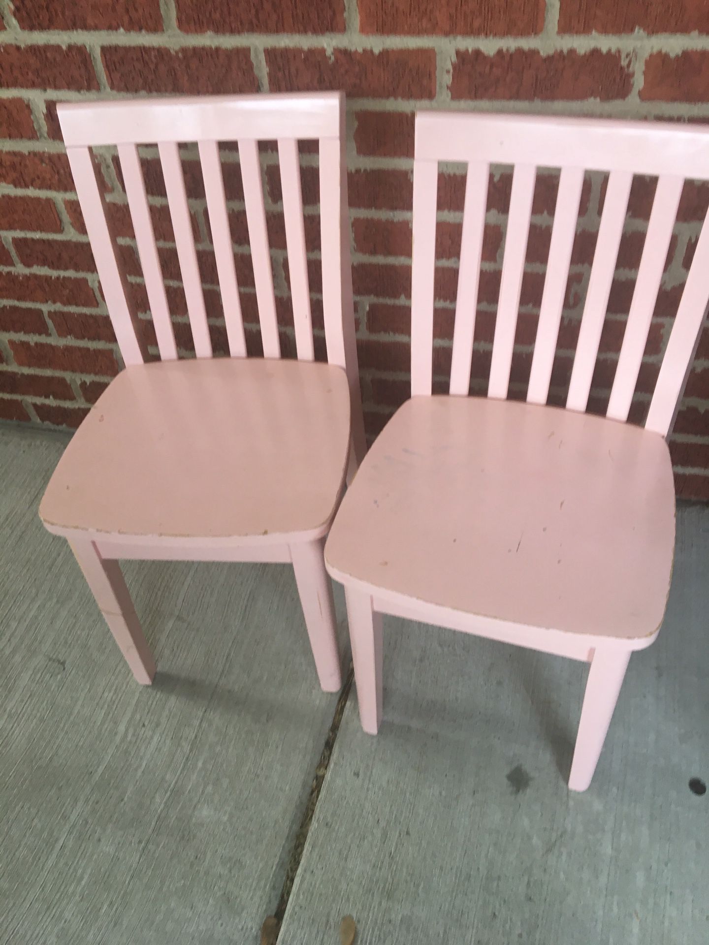 2 wooden pink kids chairs $10 for both