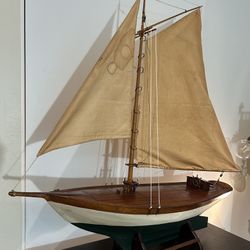 1920sAntique Wooden Pond Yacht Model Ship