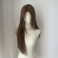 28 inch Honey Blonde Brown Long Straight Wig