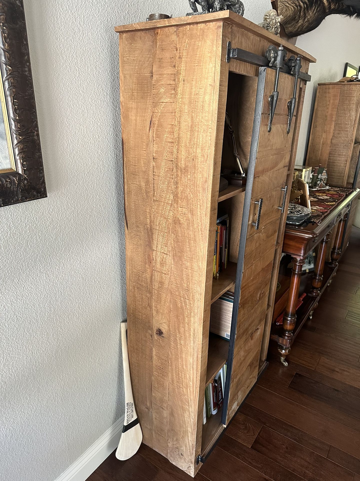 Beautiful Solid Wood Bookshelves X3. Heavy Duty Construction.metal Fixtures For Sliding Doors.