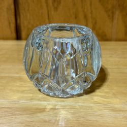 Vintage HOMCO Crystal Glass Votive Candle Holder Round Retro Made In USA 3”