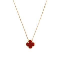 Van Cleef & Arpels Carnelian Motif Yellow Gold Necklace