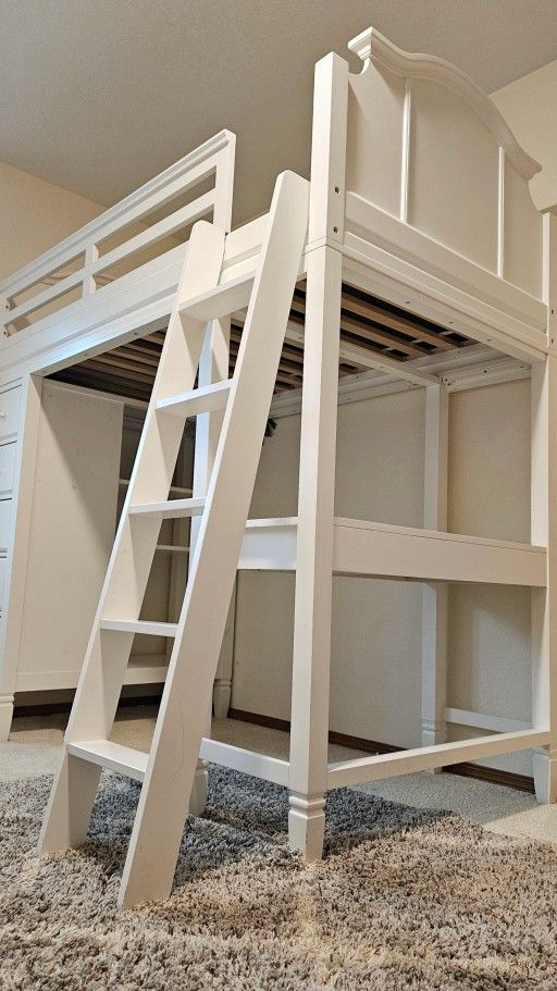 PB Kids Madeline Bunk Loft Bed with Small Desk & Drawers