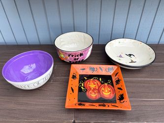 Halloween Rae Dunn Crate and Barrel Gates Wear Sakura bowls serving plate