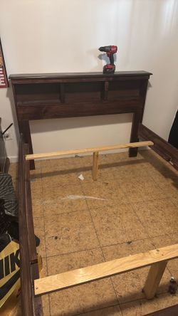 Twin bed frame and bedside nightstand