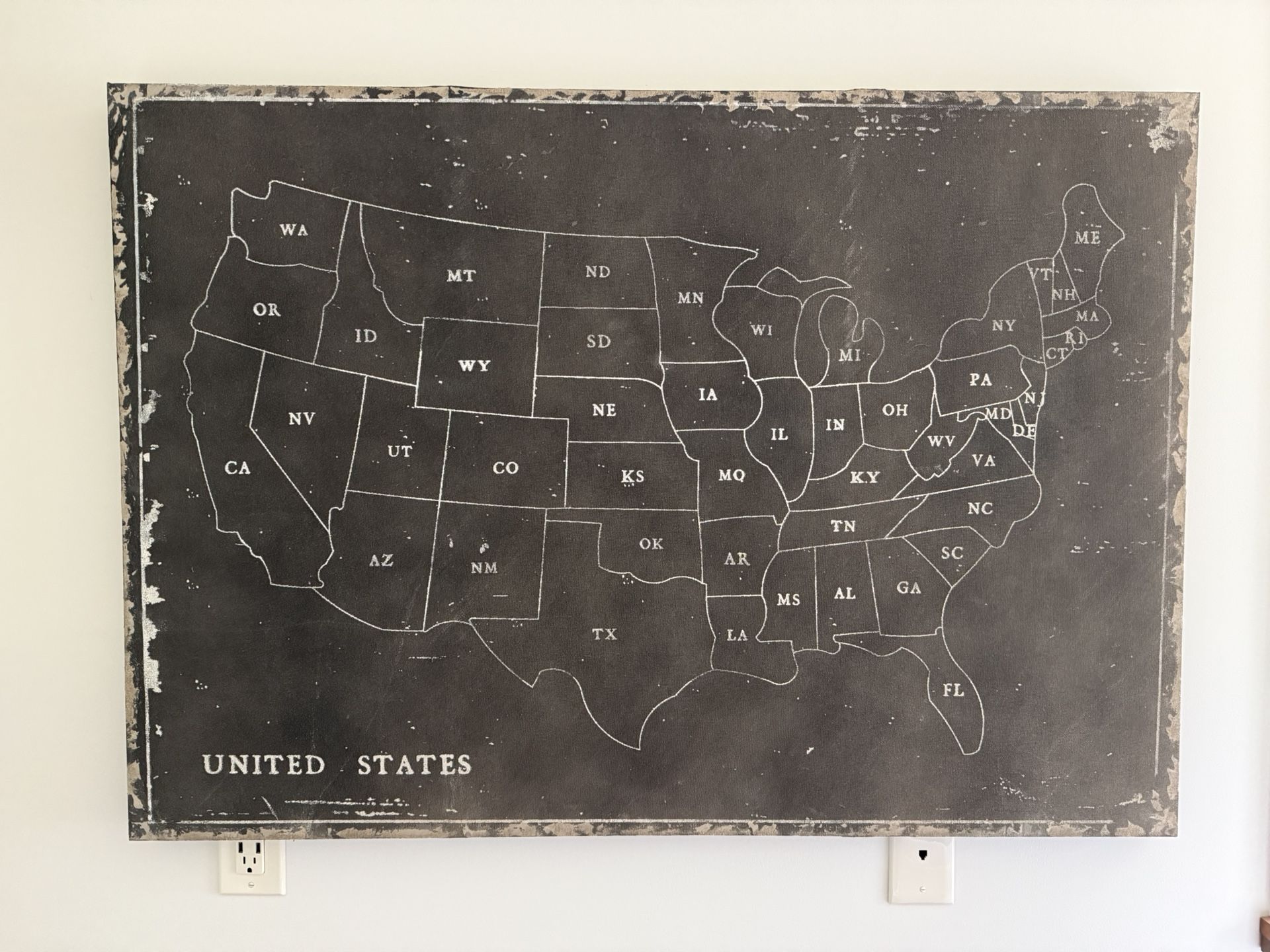 Large Vintage-Style United States Map Wall Art - 34” X 48”