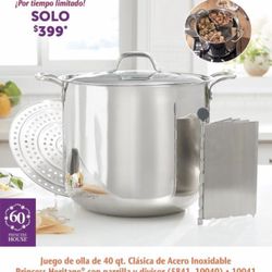 Olla Tamalera 40 Qts Con Divisiónes Y Parrilla Princess House 