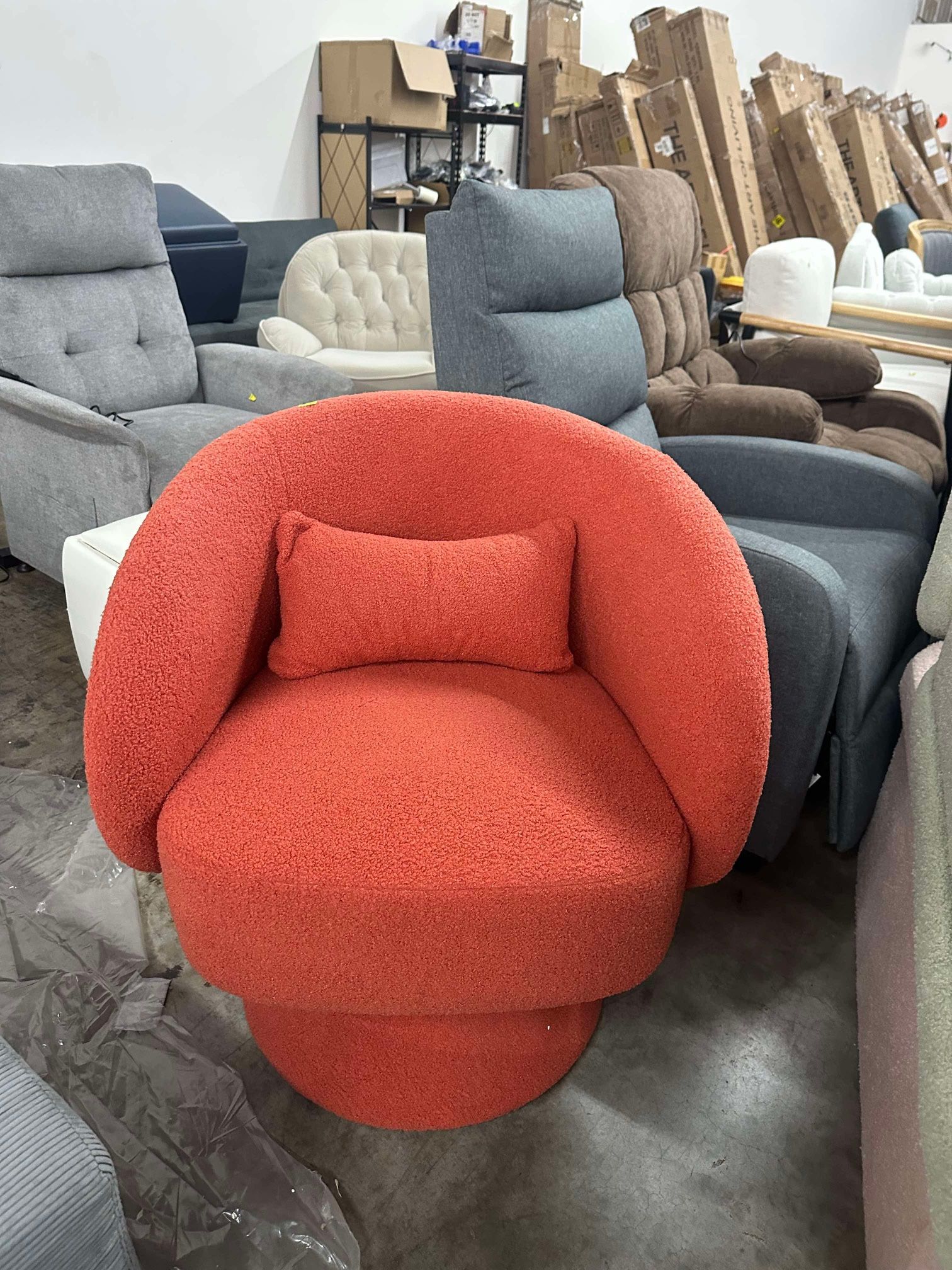 Swivel Accent Chair Armchair, Round Barrel Chair In Fabric