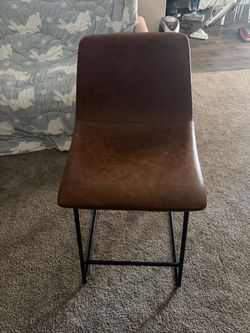 Mid-Century Modern Brown Faux Leather Accent Chair