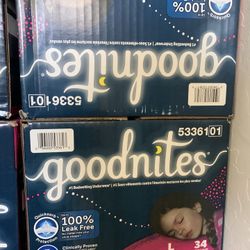 Goodnites Large Diapers 34 Pack 9$ Each