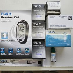 FORA Talking Glucometer, Lancing & Test Strips.