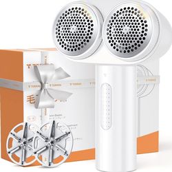 Electric Dual-Head Fabric Shaver, 50ml Capacity Rechargeable Lint Remover, 6 Leaf Blades Defuzzer