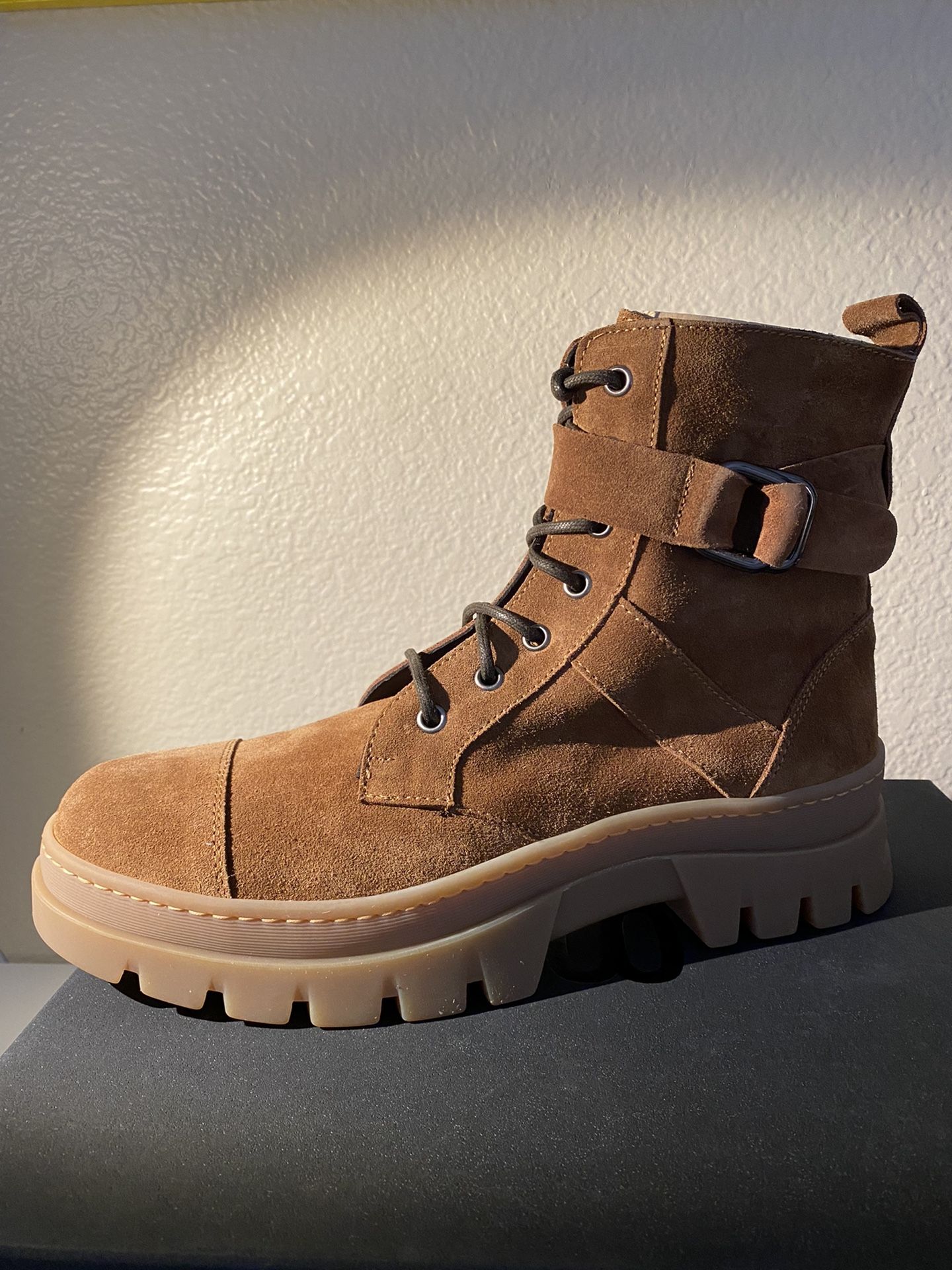 Suede Buckle Ankle Boot Size 10