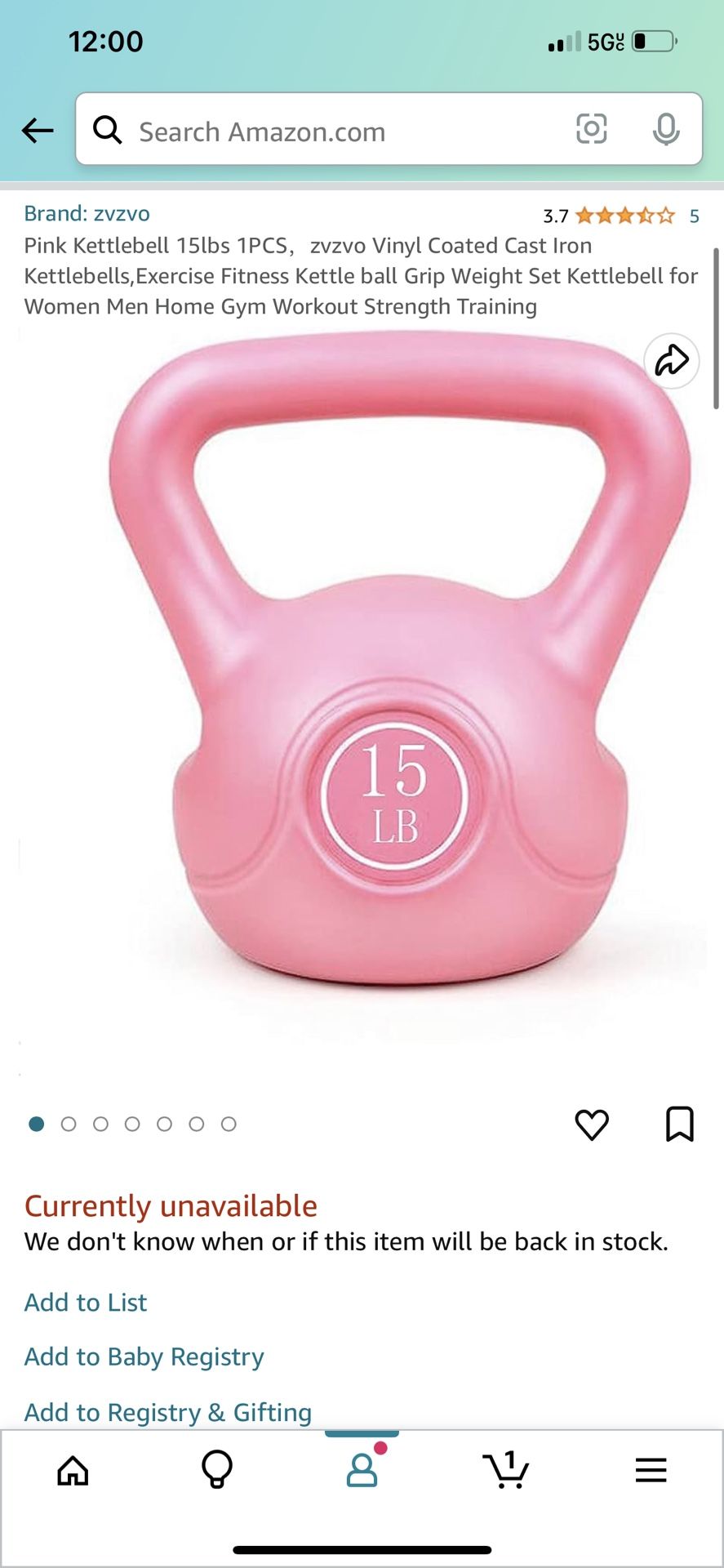 Pink Kettlebell 15lbs