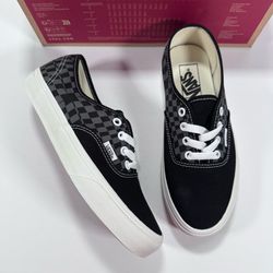 Vans Authentic Warp Check Black Gray Lace Up Sneakers Women 7.0 Men 5.5