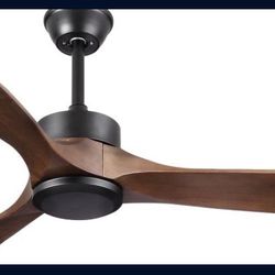 Dannilong 60”Ceiling Fan Without Light,Outdoor Farmhouse Ceiling Fan No Light With Remote Control 3 Solid Wood Blades Indoor Ceiling Fan Silent Revers