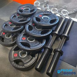 Brand New Loadable Olympic Adjustable Dumbbell Handles + 66 Lbs Weight Plates, Home Gym Equipment 