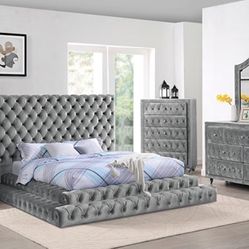 Gray Queen Bed Frame - Mattress Sold Separate 