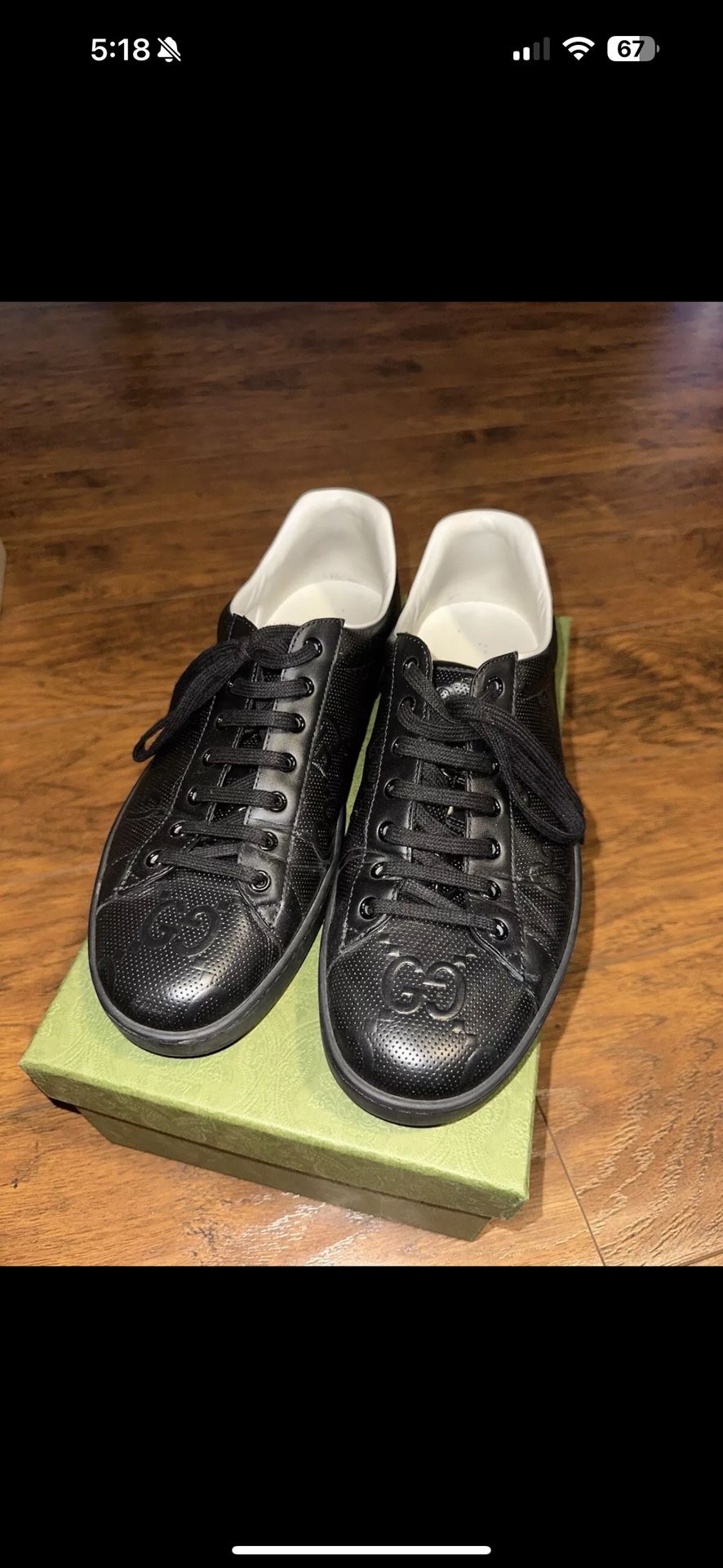 Gucci MEN'S ACE GG EMBOSSED SNEAKER Size 12 (Pre-Owned With Original Box)