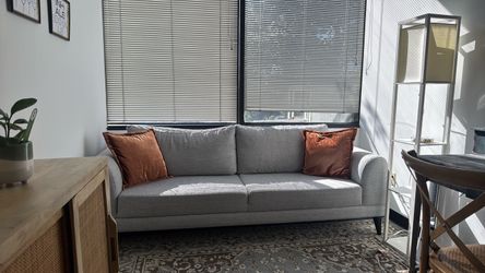 Gray Fabric Three-Seat Sofa