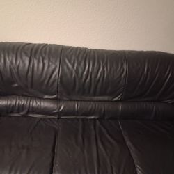 3 piece black leather living room set