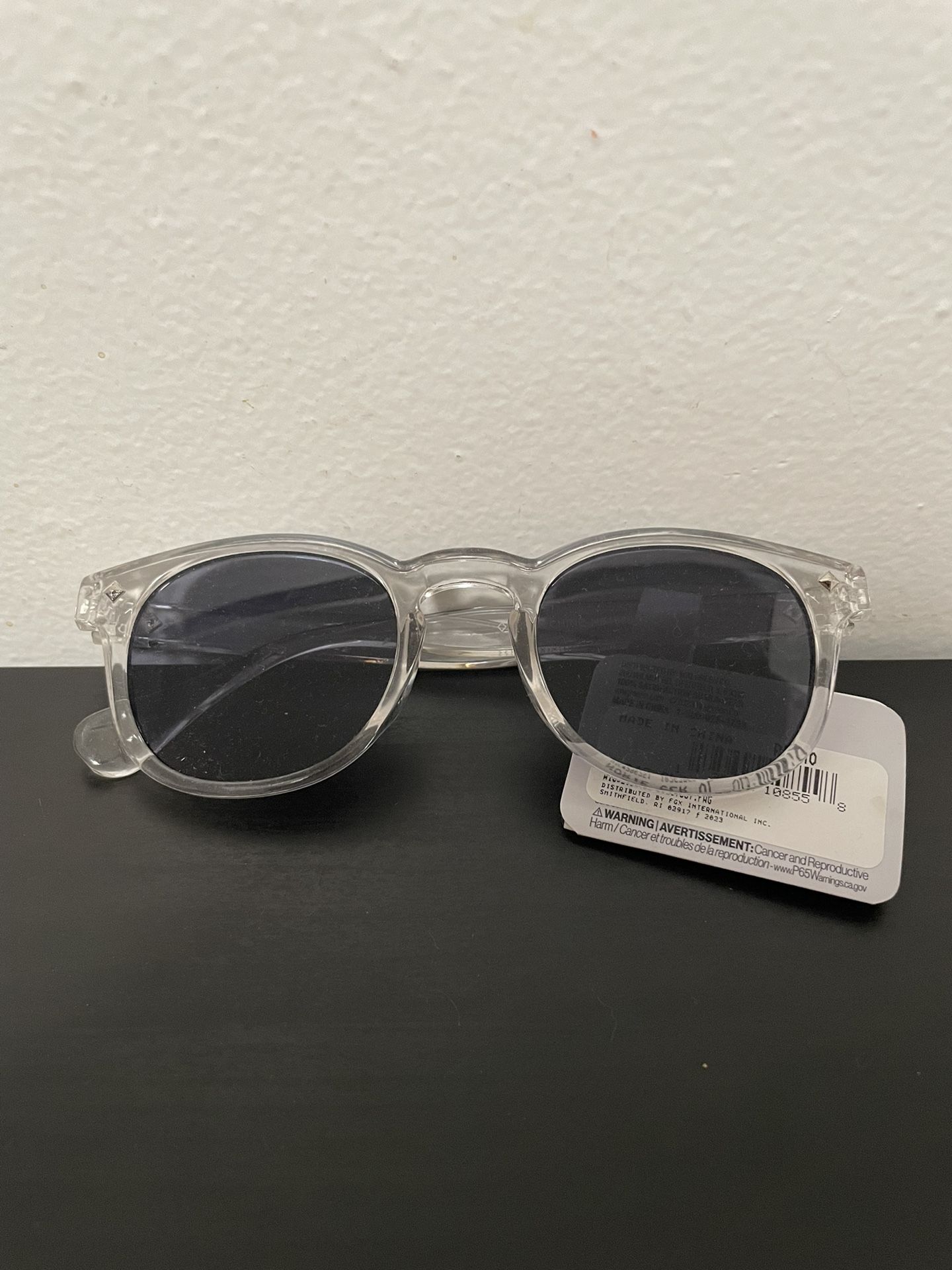 West Loop Sunglasses Clear NEW Grey Round Lens Tinted UVA Protection Womens