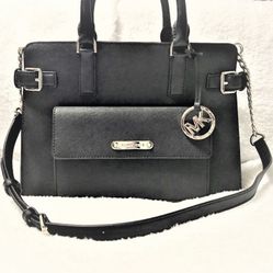 MICHAEL Kors Saffiano Black Leather Satchel