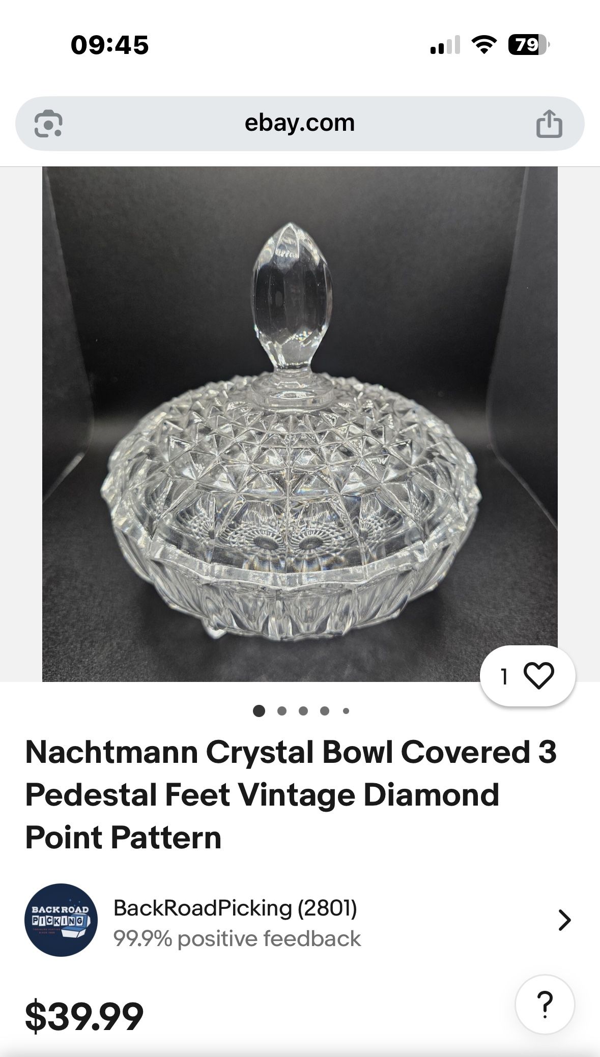 Lead Crystal Candy Bowl-3 Leg