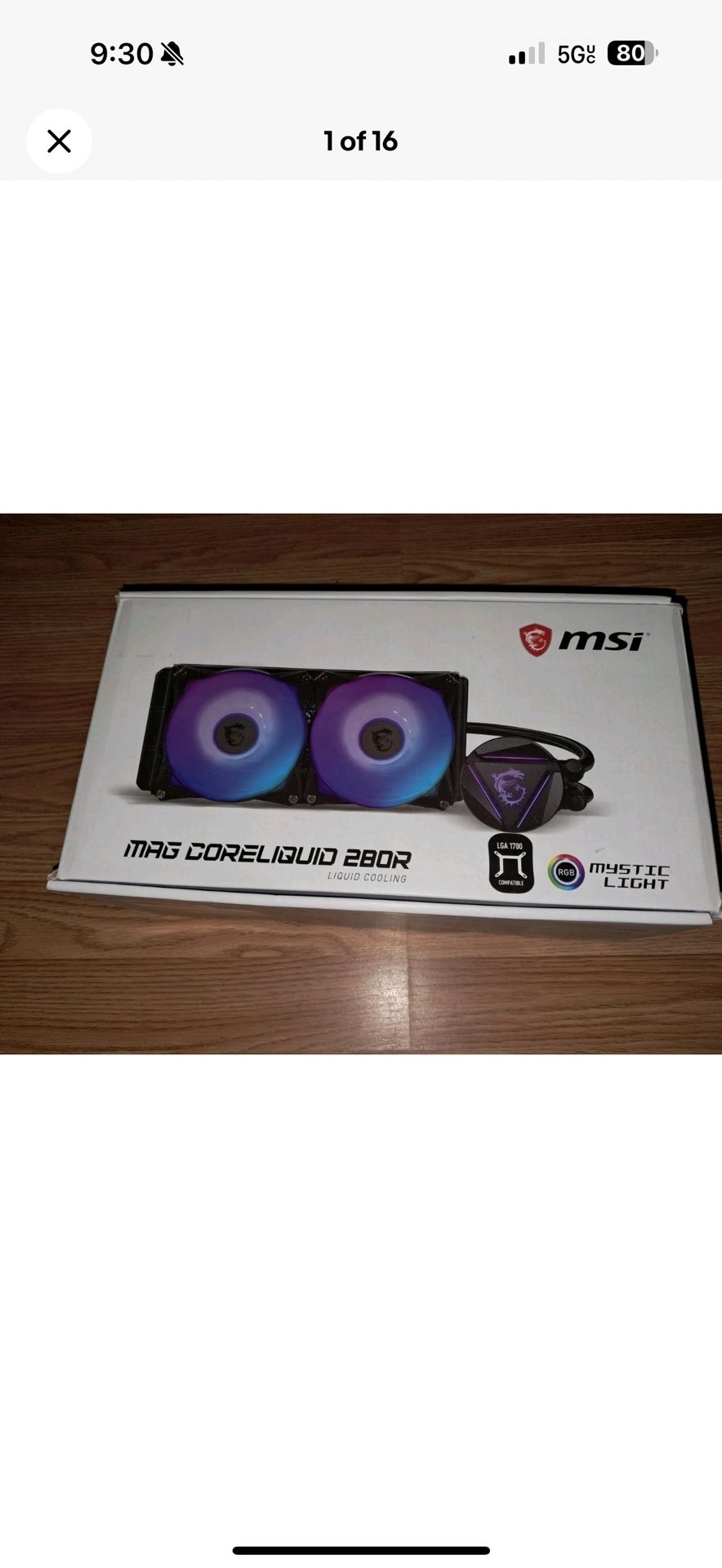 MSI MAG CORELIQUID 280R V2 Liquid CPU Cooler 280mm Radiator Dual 120mm Fans
