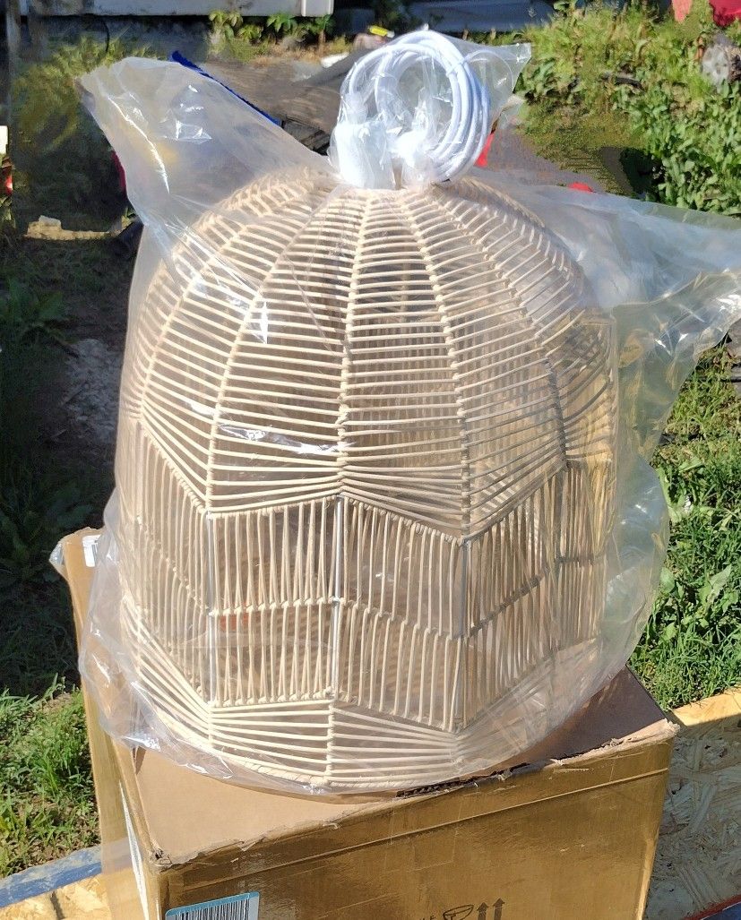 Natural Rattan Boho Pendant Light Fixture