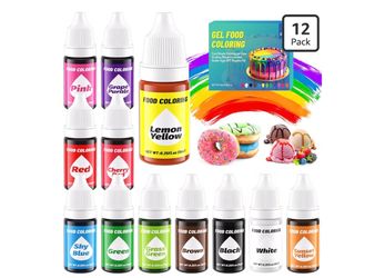 Gel Food Coloring - KATSPRO Food Grade 12 Colors Food Coloring Liquid for Baking Icing Cakes Decorating Cookies Fondant Frosting Christmas Easter Egg 