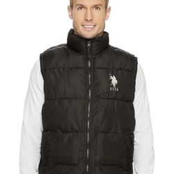 U.S. Polo Assn. Ralph Lauren Puffer Vest Logo Mens Black Size M Winter