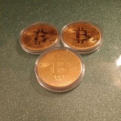 Set Of Three Tribute Type Bitcoins, Fun To Collect!