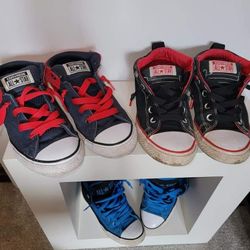Converse size 4  (big kids) No Time To Lace High Tops Lot (3 Pair)