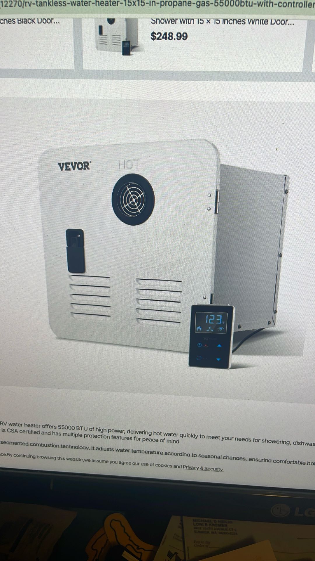 Vevor Tankless Water Heater New In Box