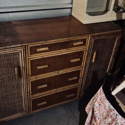 Rattan Buffet And Side Table