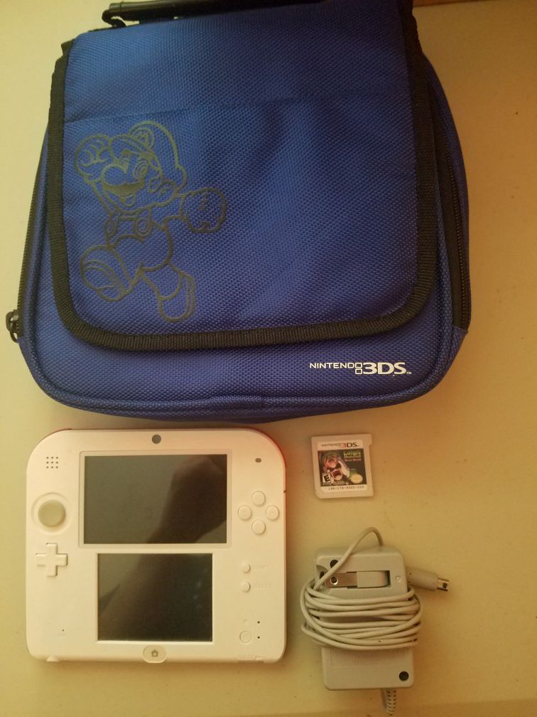2DS w/ charger, Luigi's Mansion game, and bag