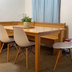 Wooden Dining Table + Wooden Bench