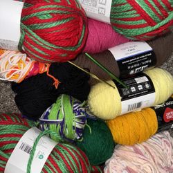 Yarn And 4 Crochet Needles 