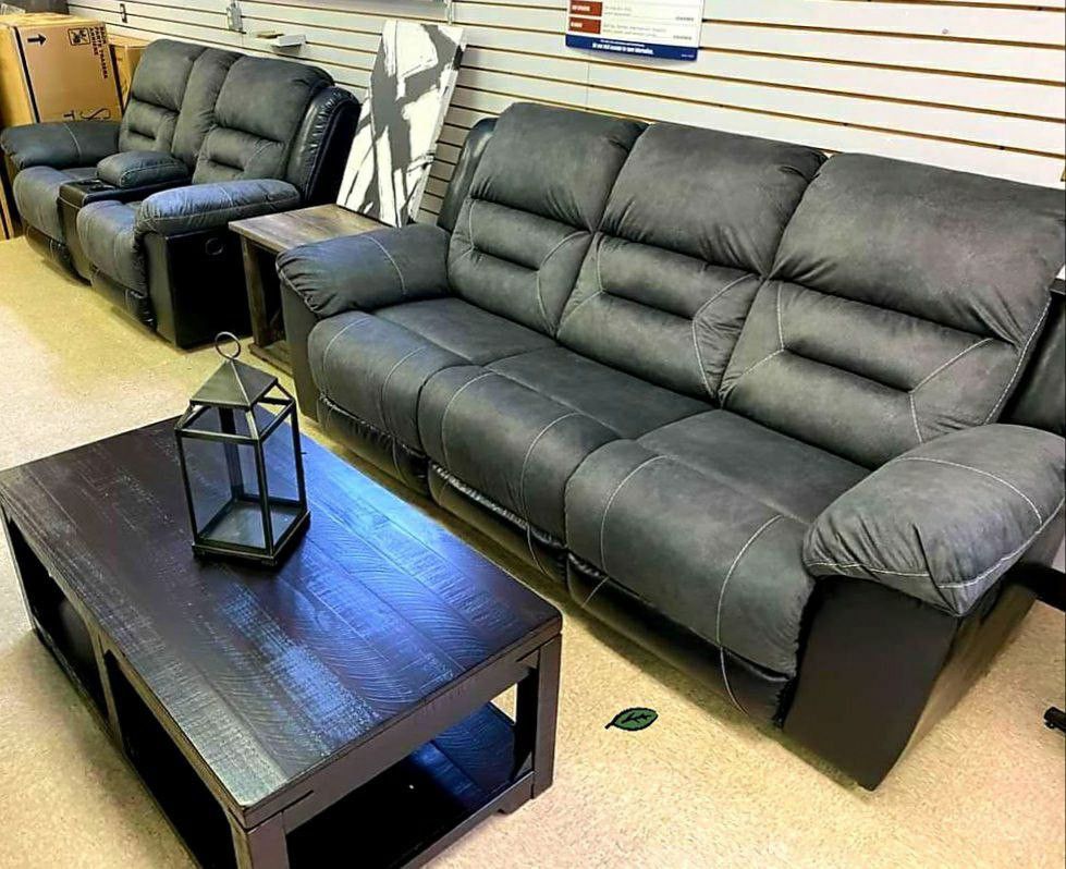 Earhart Slate Reclining Living Room Set
Sofa & Loveseat
