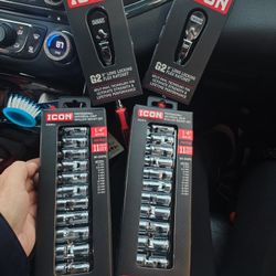 Icon Impact Swivel Socket Set, 9 Long Lock Flex Rachet