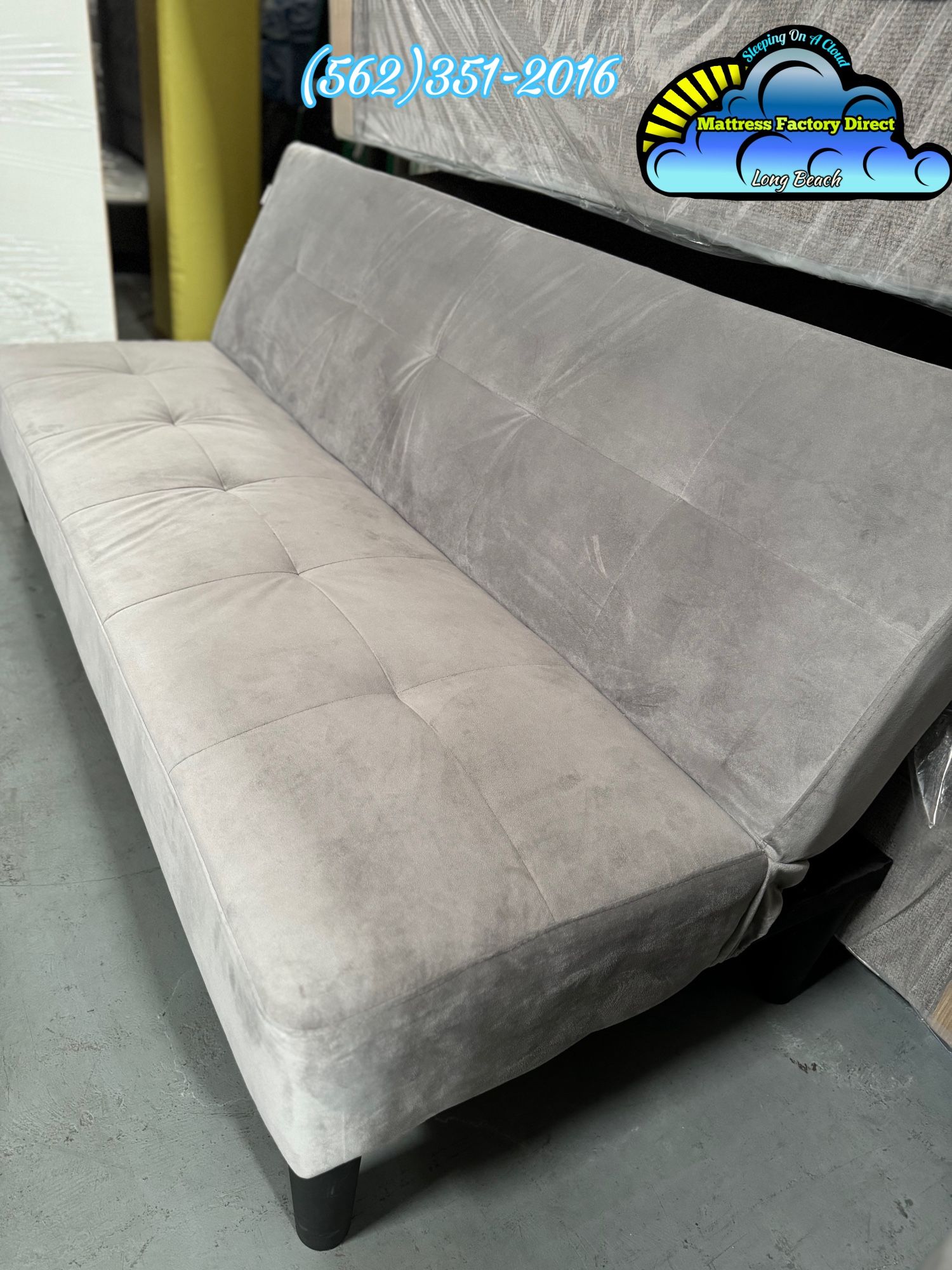 Grey Sofa Couch Fabric Gris Gray Futon Nuevo