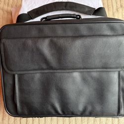 Black faux leather laptop briefcase