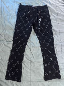 Valabasas Black Stacked Jeans with Crystal Embellishments size 34