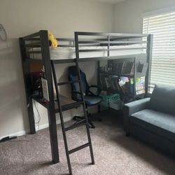 Twin loft Bed With Desk And sofa 