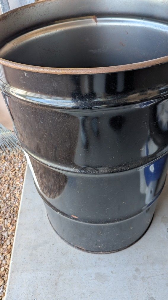 Black, 55 Gallon, Open Head Steel Drum, Bolt Ring